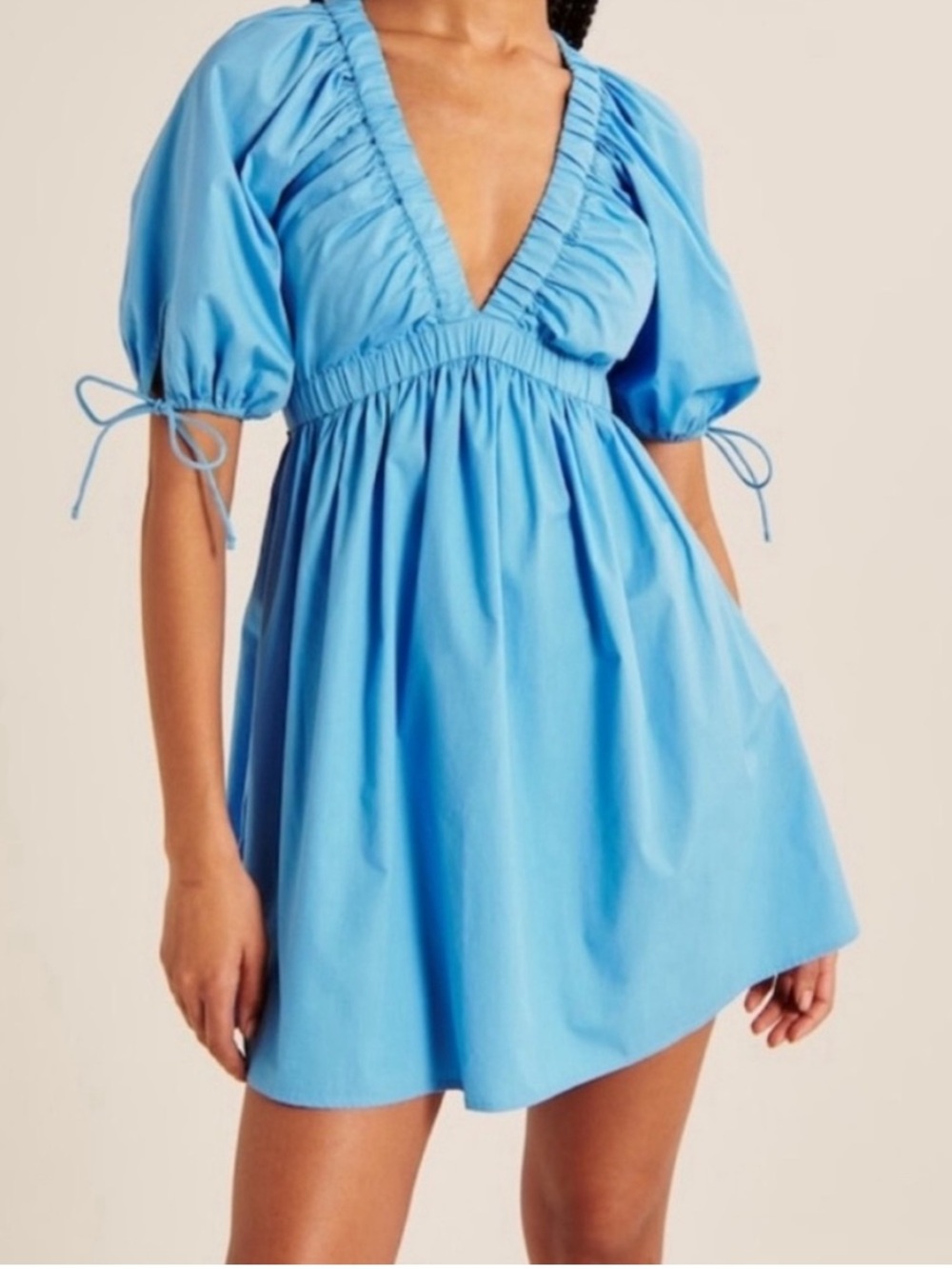 Abercrombie & Fitch Slate Blue Puff Sleeve Dress